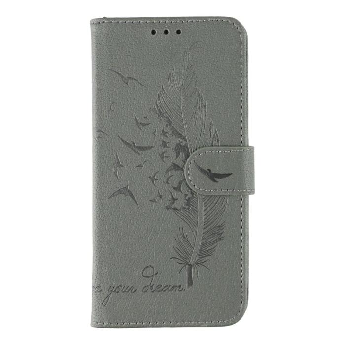 OEM - Samsung Galaxy S26 Fodral Konstläder Med Fjädertryck - Grå