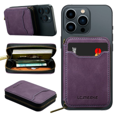 LC.imeeke - LC.IMEEKE Magsafe Korthållare L6 Zipper RFID Blocking - Lila