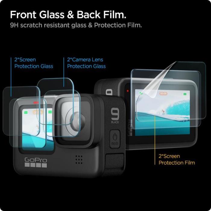 Spigen - [2-Pack] Spigen GoPro Hero 9/10/11/12 Härdat Glas Skärmskydd - Clear