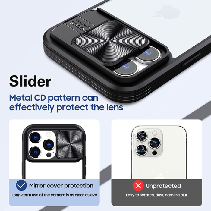 OEM - iPhone 11 Pro Max Mobilskal 360 Kamera Slider - Svart
