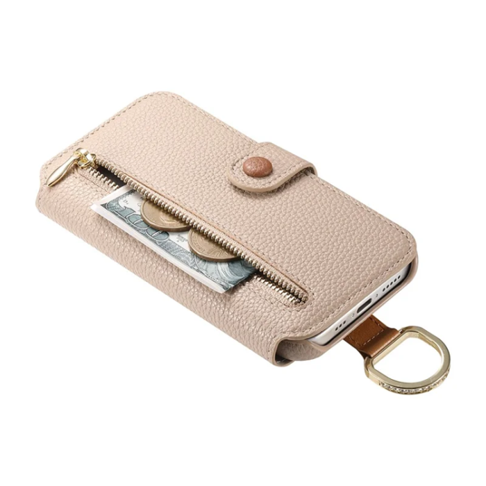 A-One Brand - iPhone 17 Pro Plånboksfodral RFID Blocking Zipper - Beige