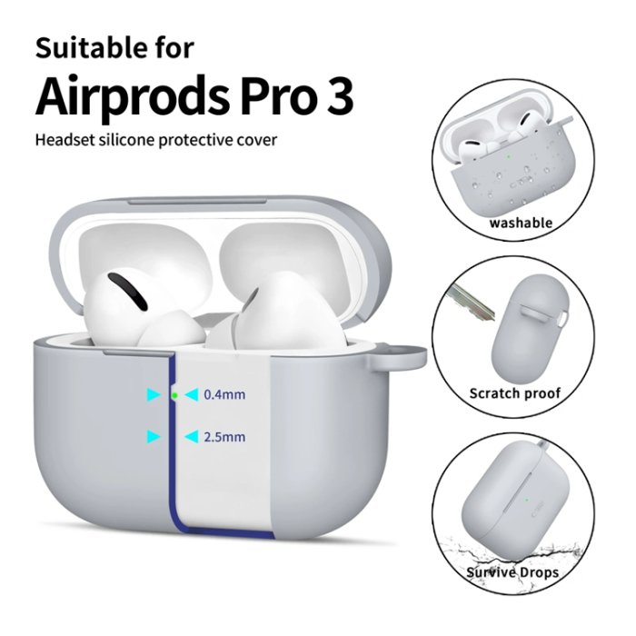 Tech-Protect - Tech-Protect Apple Airpods Pro 3 Skal Silikon Hook - Crayon Grå