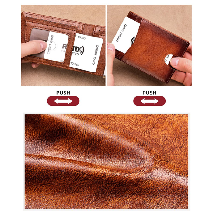 BANYANU - BANYANU Plånbok för Herrar Äkta Läder RFID Blocking N2039M