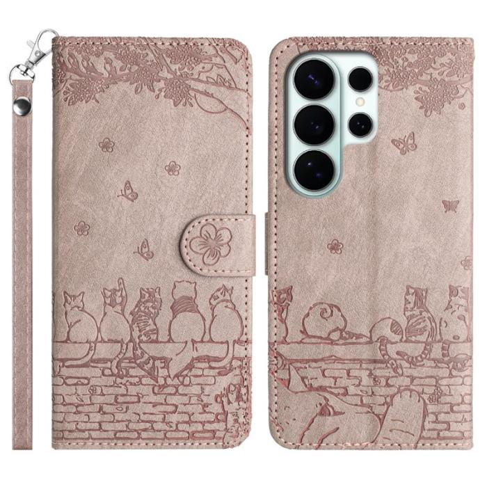 OEM - Wall Cats Samsung Galaxy S26 Ultra Skal Äkta Läder - Rökig Lila