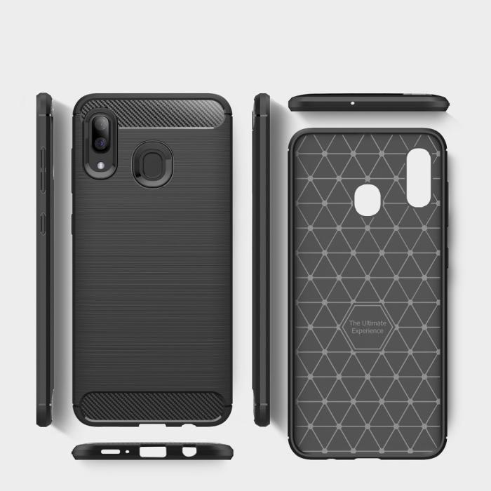 A-One Brand - Carbon Brushed mobilskal till Samsung Galaxy A40 - Svart
