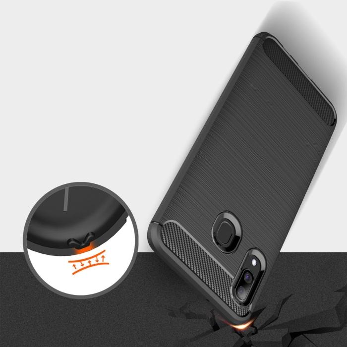 A-One Brand - Carbon Brushed mobilskal till Samsung Galaxy A40 - Svart