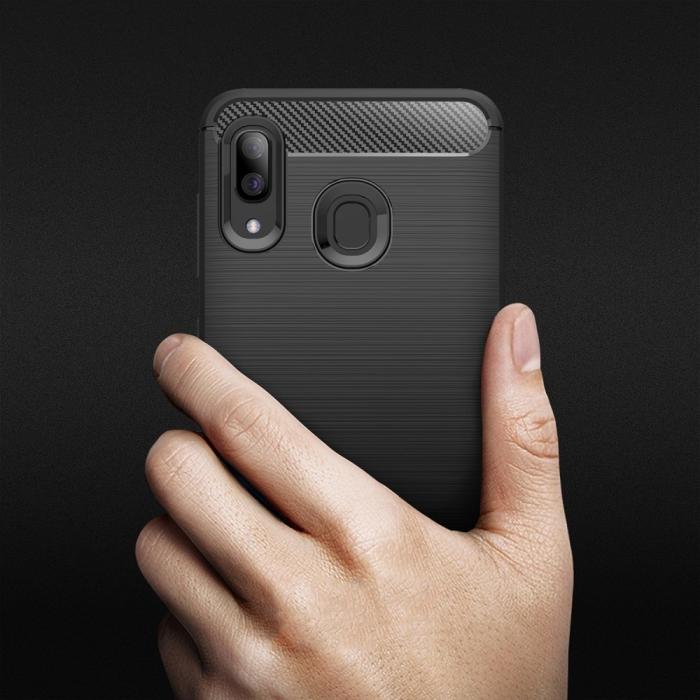 A-One Brand - Carbon Brushed mobilskal till Samsung Galaxy A40 - Svart