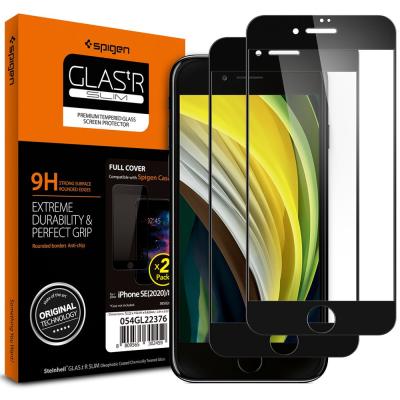 Spigen 2-Pack Fc Härdat Glas Skärmskydd iPhone 7/8/SE (2020/2022) - Svart