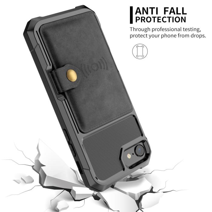 OEM - Kickstand Läder Coated Mobilskal iPhone 8 - Svart