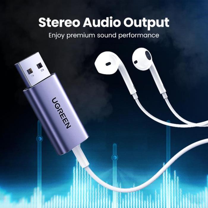 Ugreen - UGreen Adaptrar Audio - Grå
