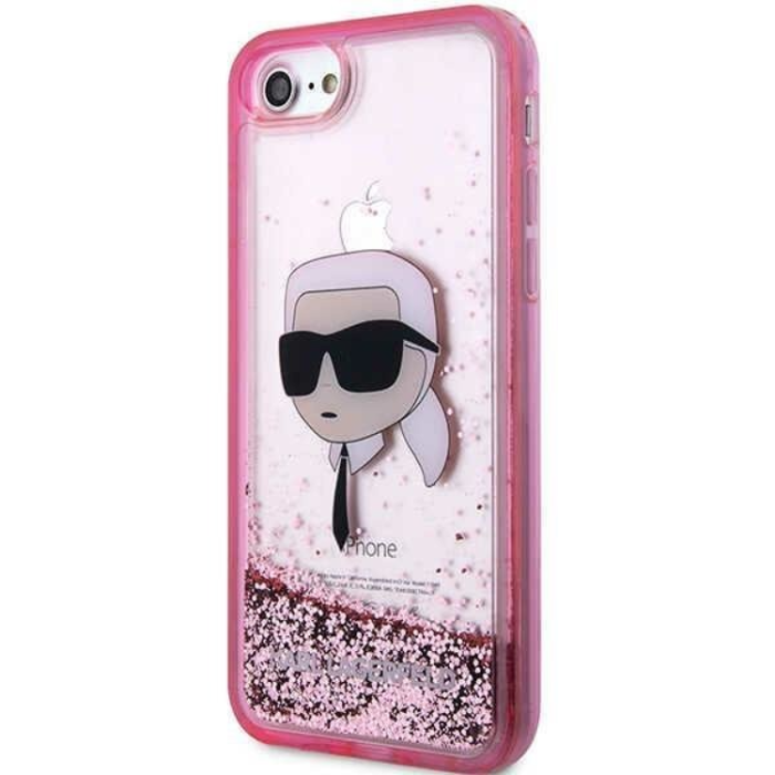 KARL LAGERFELD - Karl Lagerfeld iPhone 7/8/SE (2020/2022) Skal Liquid Glitter Head - Rosa