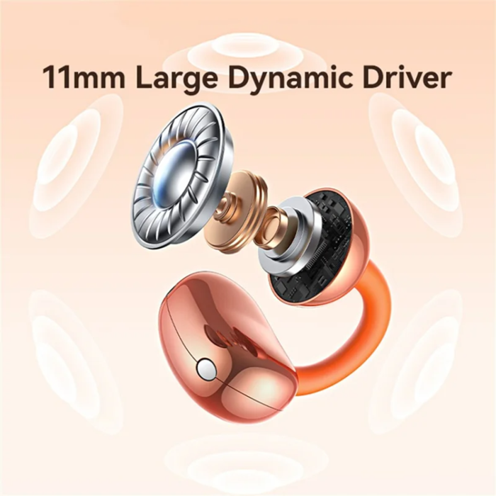 USAMS - USAMS Clip-On Trådlös Hörlurar Echo R03 Bluetooth 5.0 med 11 mm - Orange