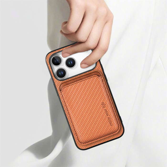 A-One Brand - iPhone 17 Pro Max Mobilskal Detachable Korthållare - Brun