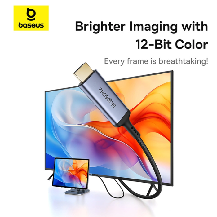 BASEUS - Baseus BS-OH064 8K 60Hz USB-C - HDMI Kabel 1.5m - Svart