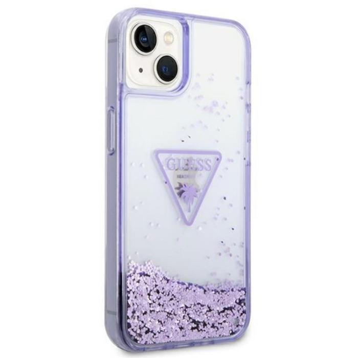 UTGATT1 - GUESS iPhone 14 Plus Skal Liquid Glitter Palm Collection - Lila