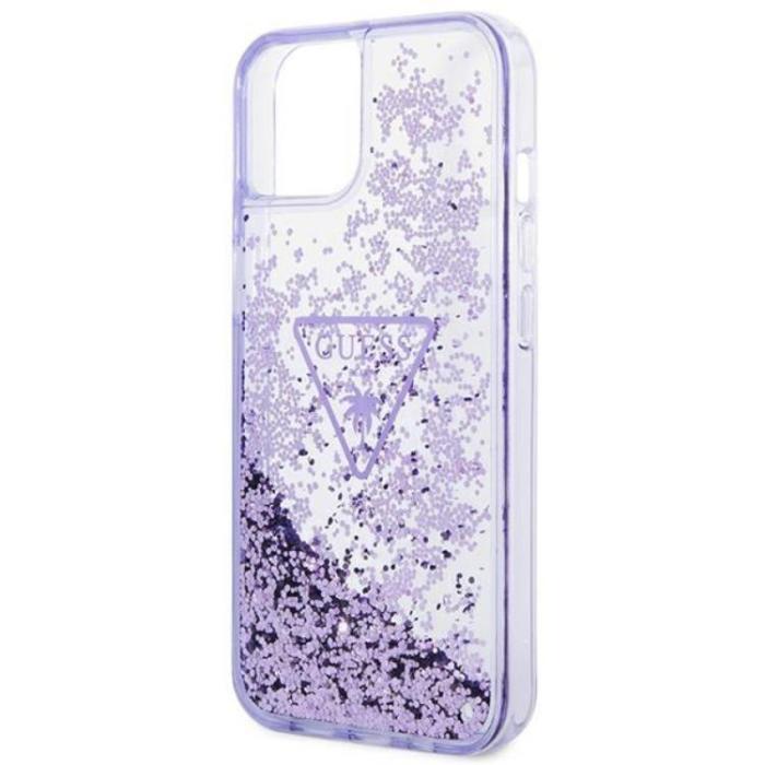 UTGATT1 - GUESS iPhone 14 Plus Skal Liquid Glitter Palm Collection - Lila