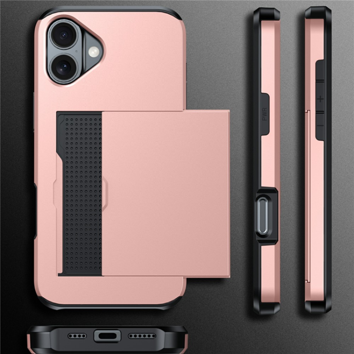 A-One Brand - iPhone 17 Mobilskal korthållare - Roséguld