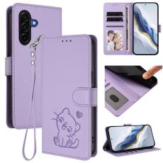 OEM - Love Cat Samsung Galaxy A37 Pl&aring;nboksfodral Konstl&auml;der - Lila