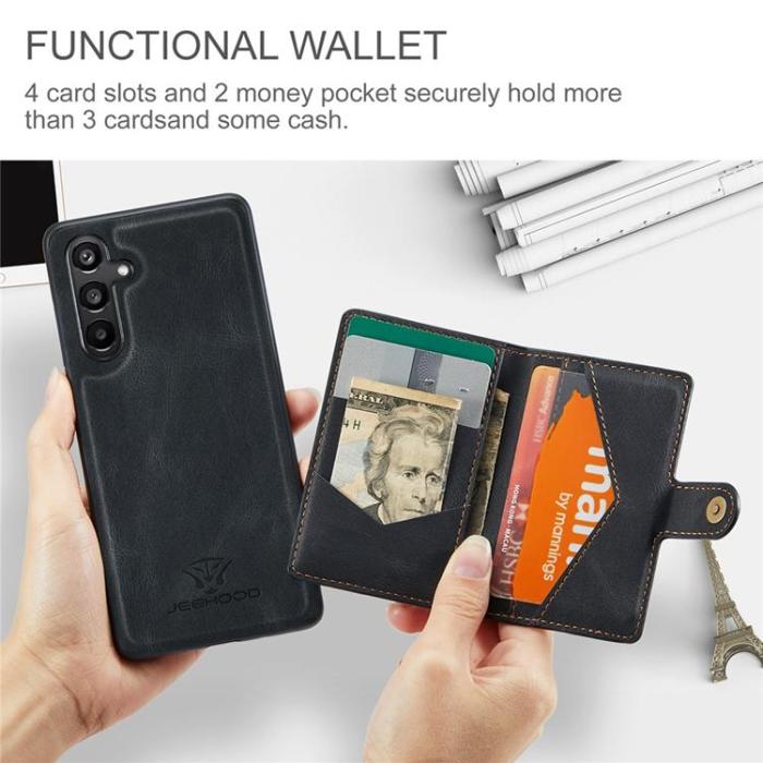 OEM - JEEHOOD Samsung Galaxy A15 4G/5G Mobilskal Konstläder Plast - Svart