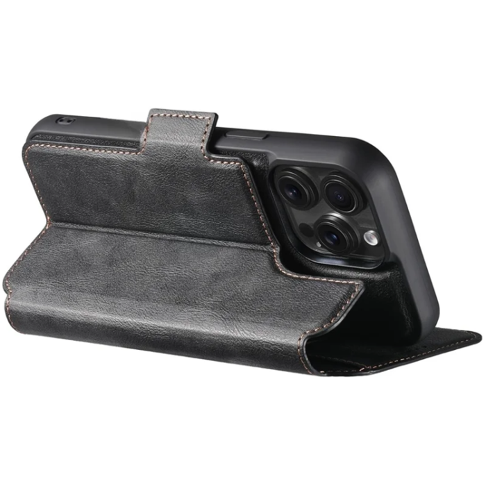 SUTENI - SUTENI iPhone 16 Pro Max Plånboksfodral Magsafe Cowhide - Svart