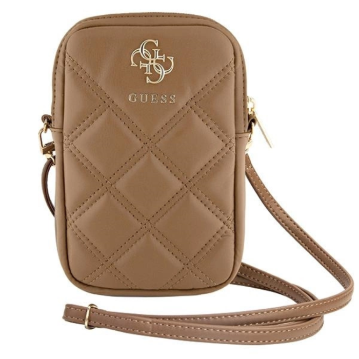 Guess - Guess Mobilväska Zip Quilted 4G - Brun