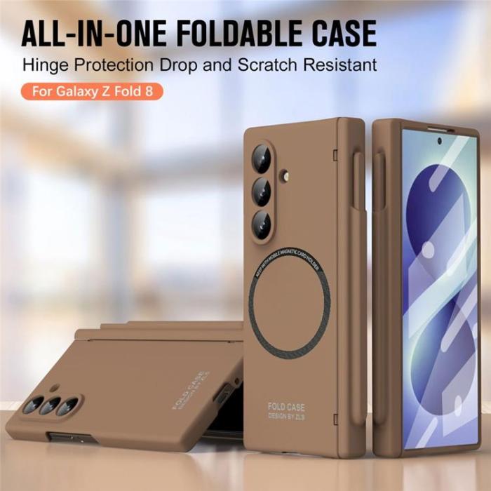 A-One Brand - Mobilskal För Galaxy Z Fold 8 MagSafe med Stylus - Beige