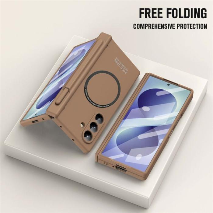 A-One Brand - Mobilskal För Galaxy Z Fold 8 MagSafe med Stylus - Beige