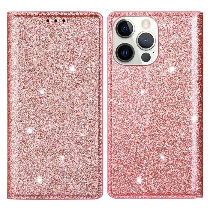 OEM - Glittrande Plånboksfodral iPhone 13 Pro Max - Rose Gold
