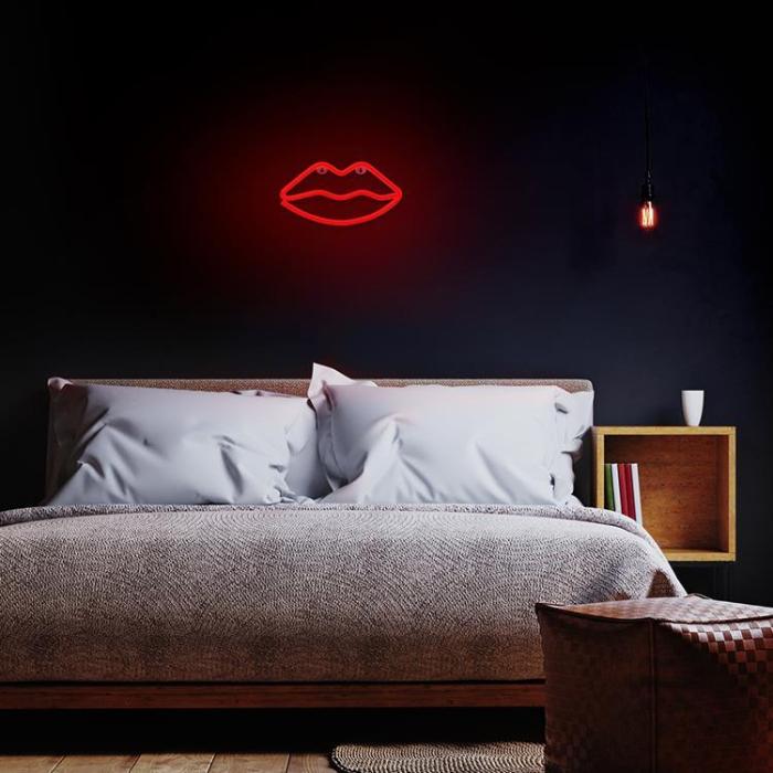 Forever Light - Forever Light LED Neon LIPS Bat + USB FLNE08 - Röd