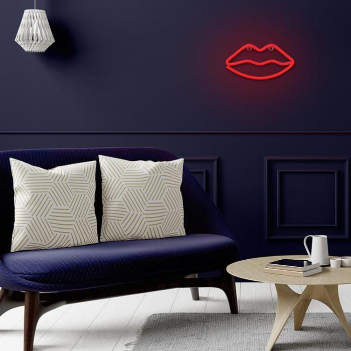 Forever Light - Forever Light LED Neon LIPS Bat + USB FLNE08 - Röd