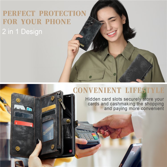 Caseme - Caseme Galaxy S23 Ultra Plånboksfodral Detachable - Svart