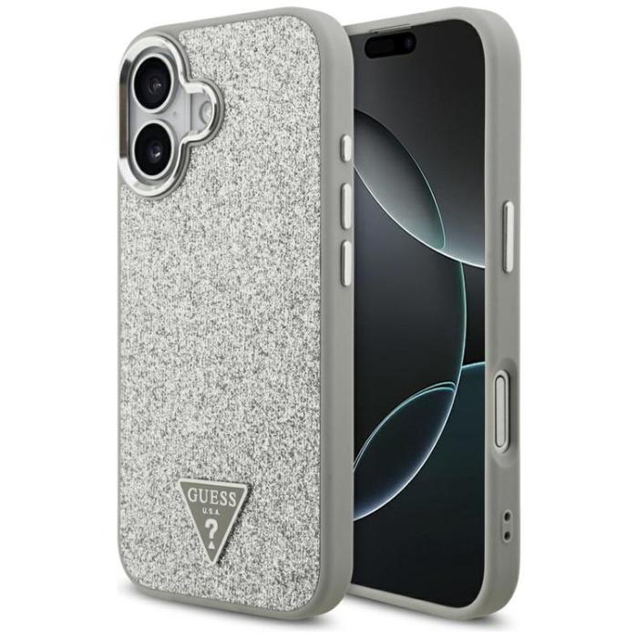 Guess - Guess iPhone 17 Mobilskal MagSafe Glitter Triangle Logo - Silver
