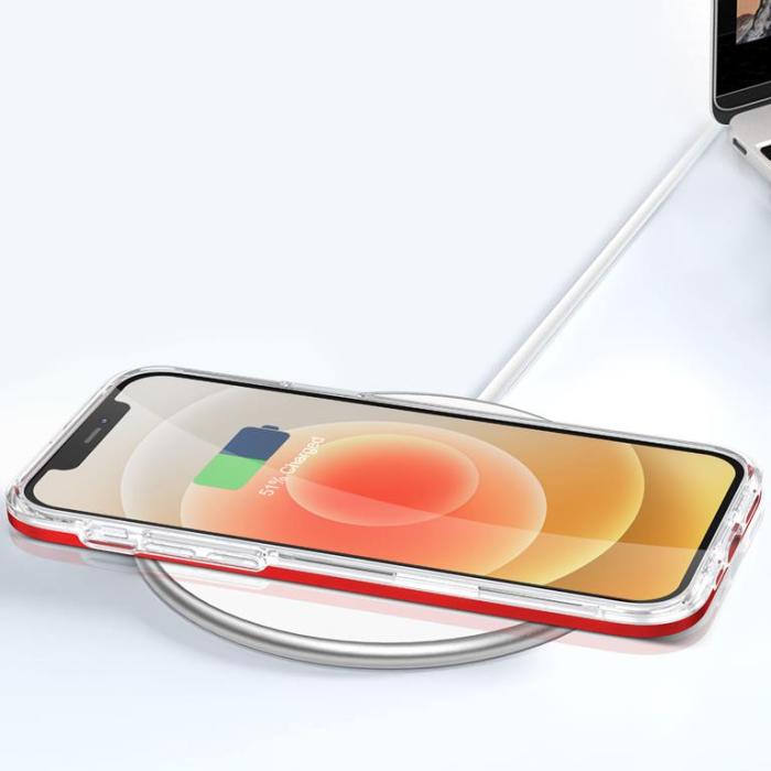 OEM - iPhone 12 Skal Clear 3in1 - Röd