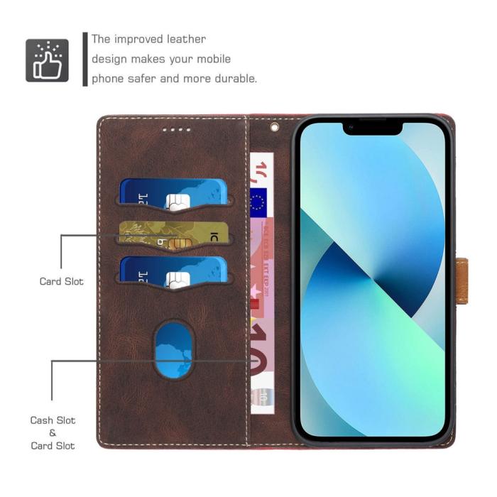 OEM - Splicing Design iPhone 7/8/SE 2020/SE 2022 Plånboksfodral - Brun