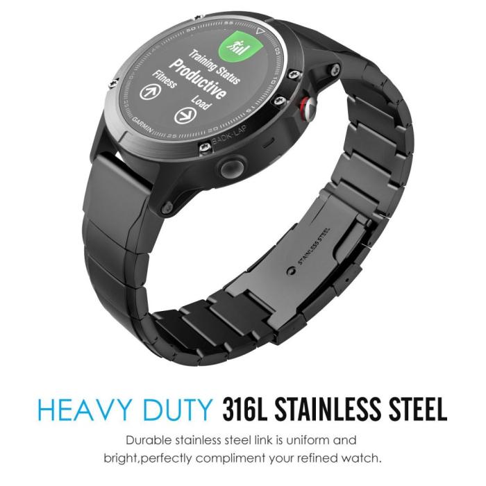 Tech-Protect - Tech-Protect Stålband Garmin Fenix 3/5X/3HR/5X Plus/6X/6X Pro/7X Svart