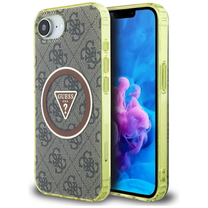 Guess - Guess iPhone 16e Mobilskal Magsafe Metal Glitter - Brun