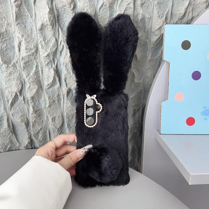 OEM - Mobilskal till Samsung Galaxy S26 / S26 Pro Plush Söt Kanin Vinter TPU - Svart