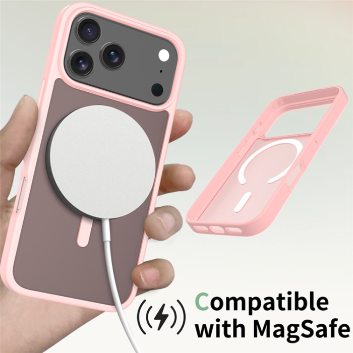 A-One Brand - iPhone 17 Pro Max Mobilskal MagSafe Acrylic Skin Touch - Rosa