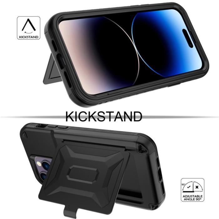 OEM - iPhone 14 Pro Skal Korthållare Mirror Kickstand - Svart
