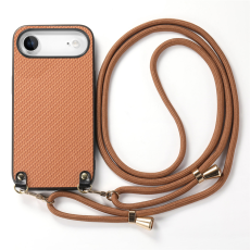 A-One Brand - iPhone Air Mobilskal Med Axelrem Snodd Carbon Fiber - Brun