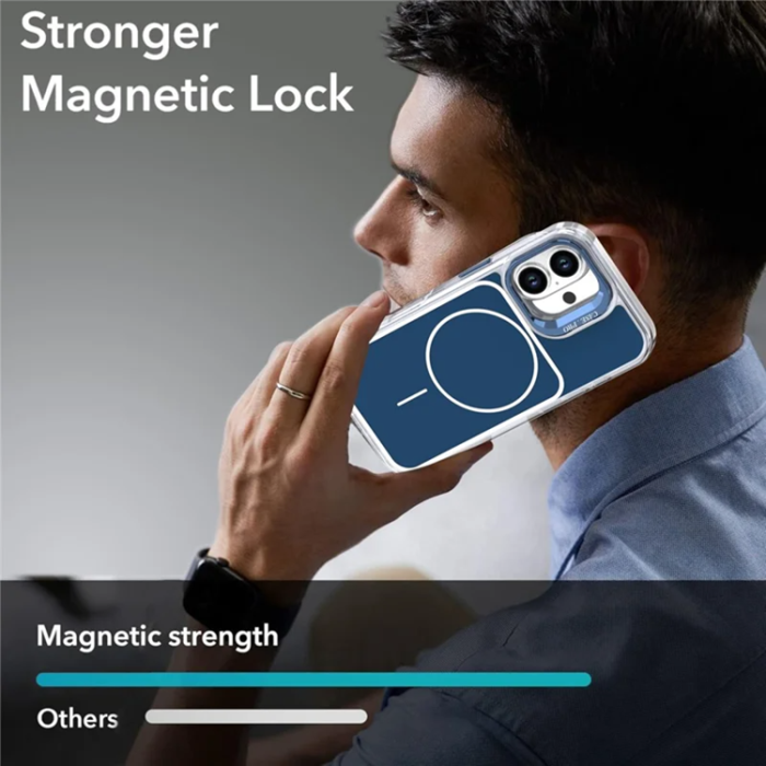 A-One Brand - iPhone 16 Mobilskal MagSafe Lens Kickstand med Handrem - Blå