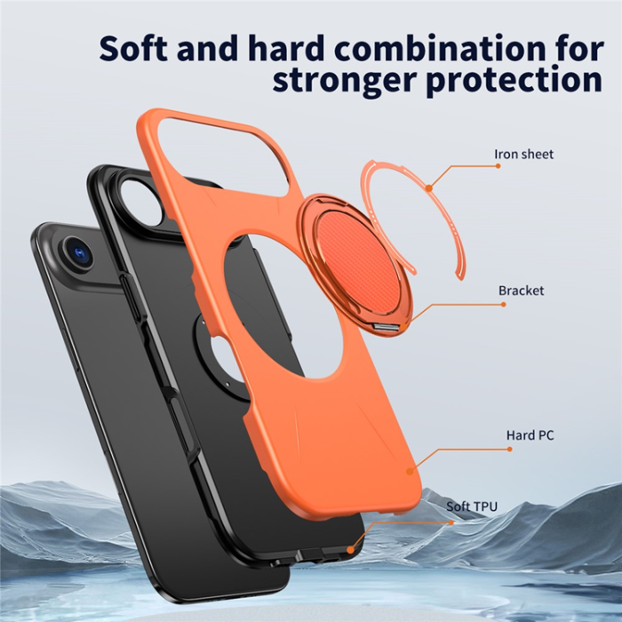 A-One Brand - iPhone Air Mobilskal MagSafe Rotating Kickstand - Orange