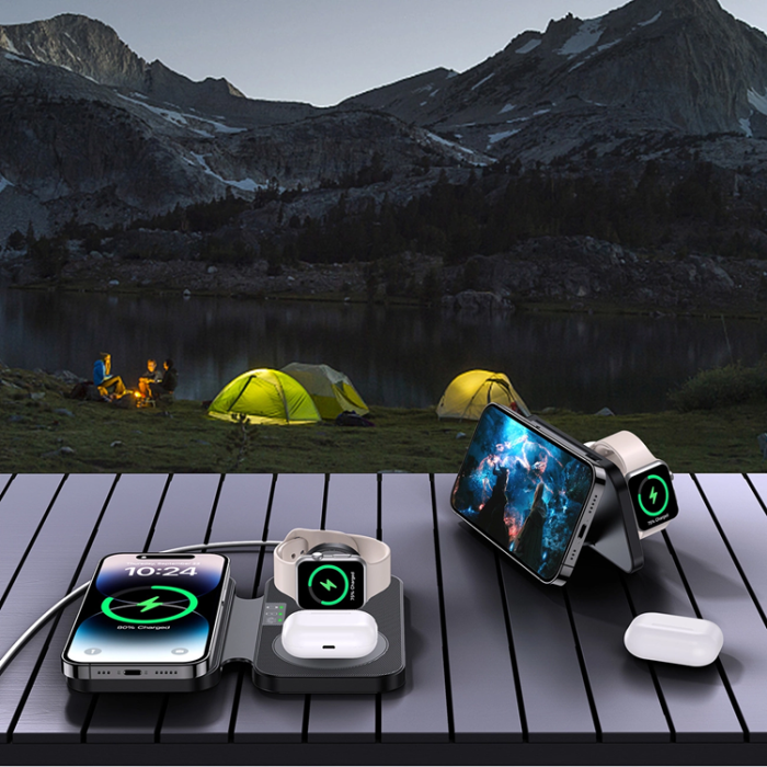 Choetech - Choetech 3-in-1 Trådlös Laddare Apple och Samsung - Svart