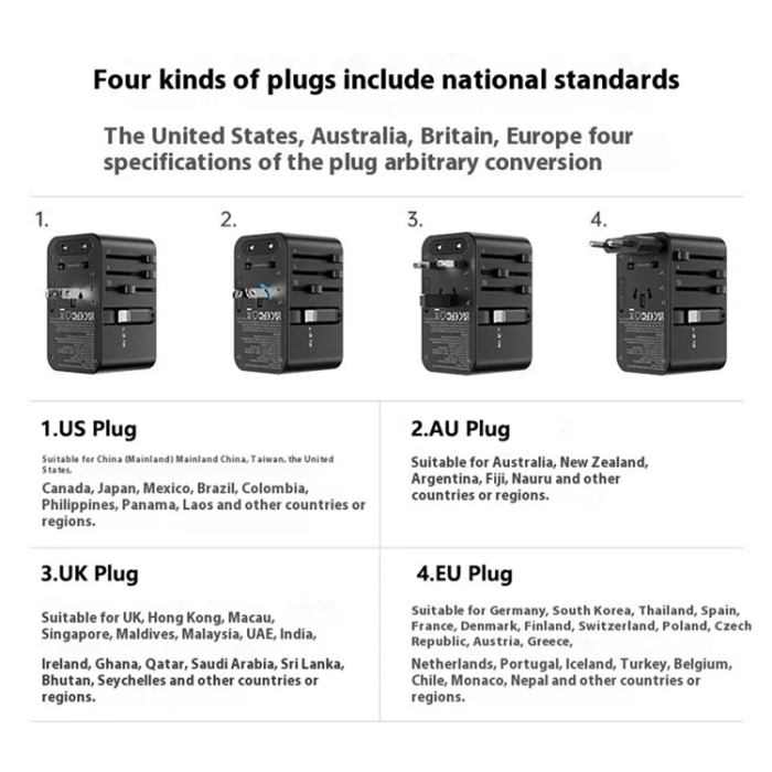 ROCK - ROCK Reseadapter 70W 2xUSB-A 1xUSB-C GaN