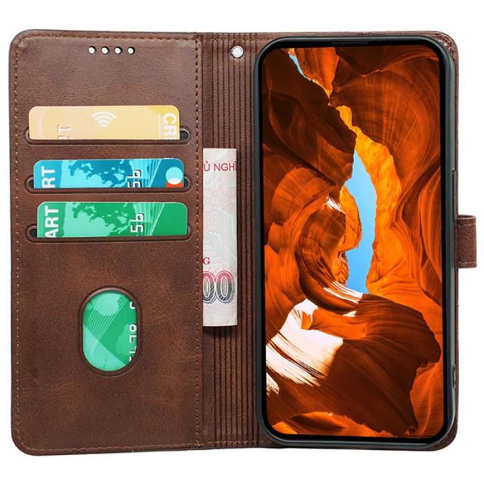 OEM - Samsung Galaxy A57 Fodral Äkta Läder Ställfunktion - Brun