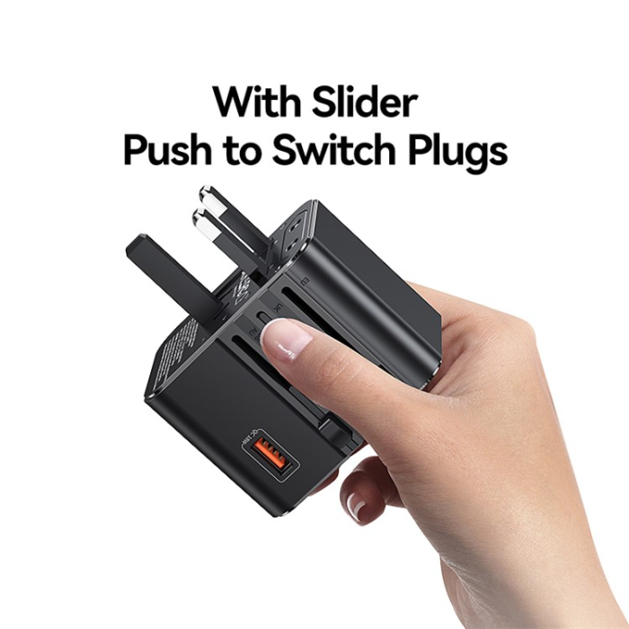 USAMS - USAMS Väggladdare 2x USB-C - USB-A 25W CC309 T68 - Svart
