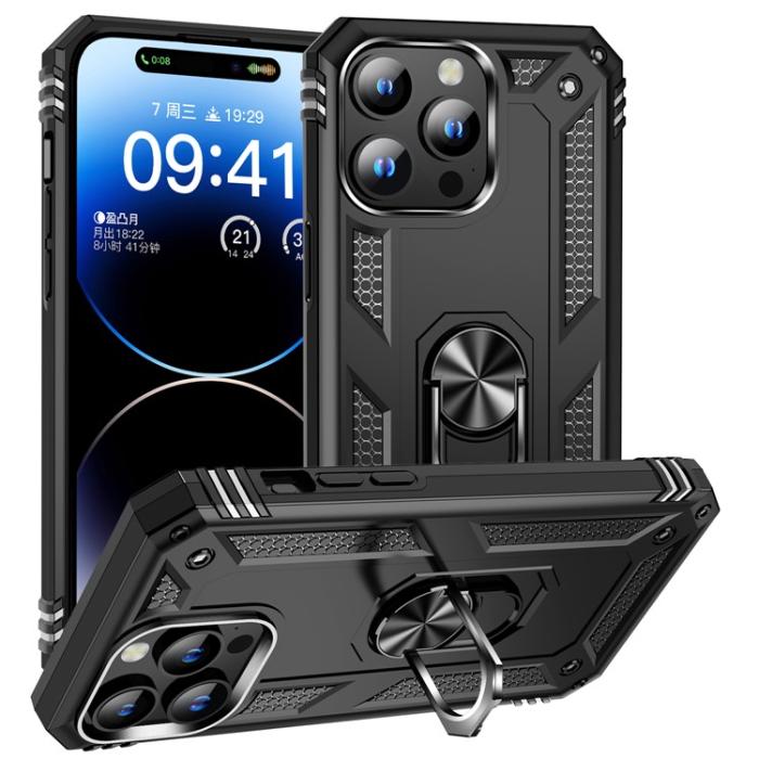 OEM - iPhone 15 Pro Mobilskal Kickstand - Svart