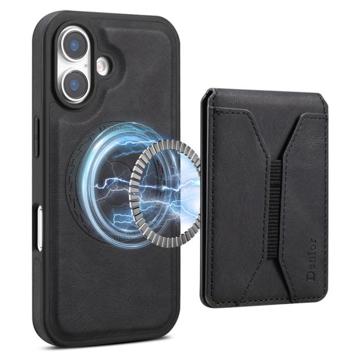 DENIOR - DENIOR D17 iPhone 16 Fodral KonstLäder - Svart