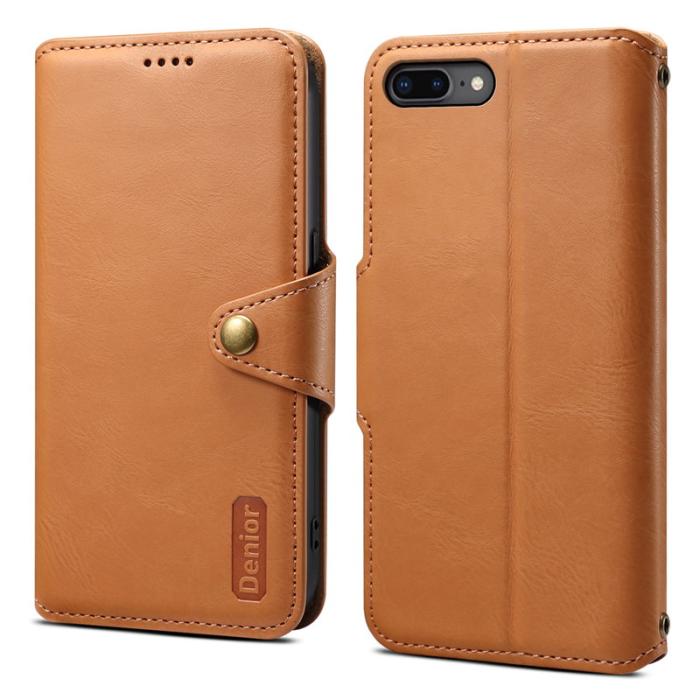 DENIOR - DENIOR iPhone 7 Plus / 8 Plus Plånboksfodral Konstläder Khaki