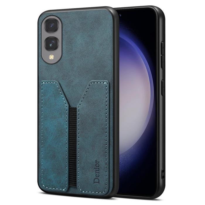 DENIOR - DENIOR Samsung Galaxy S25 Edge Fodral Elastisk Kortficka KonstLäder Blå